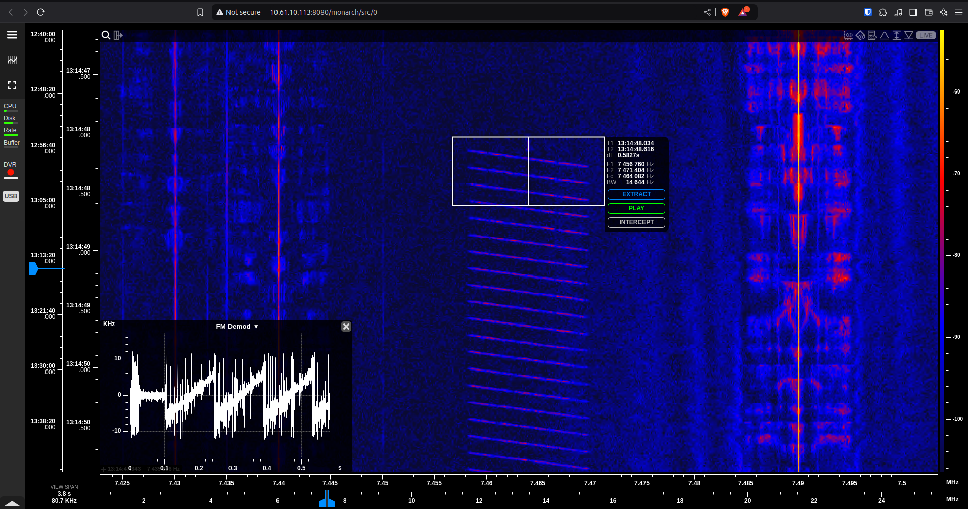 Web Signal Analyzer screen
