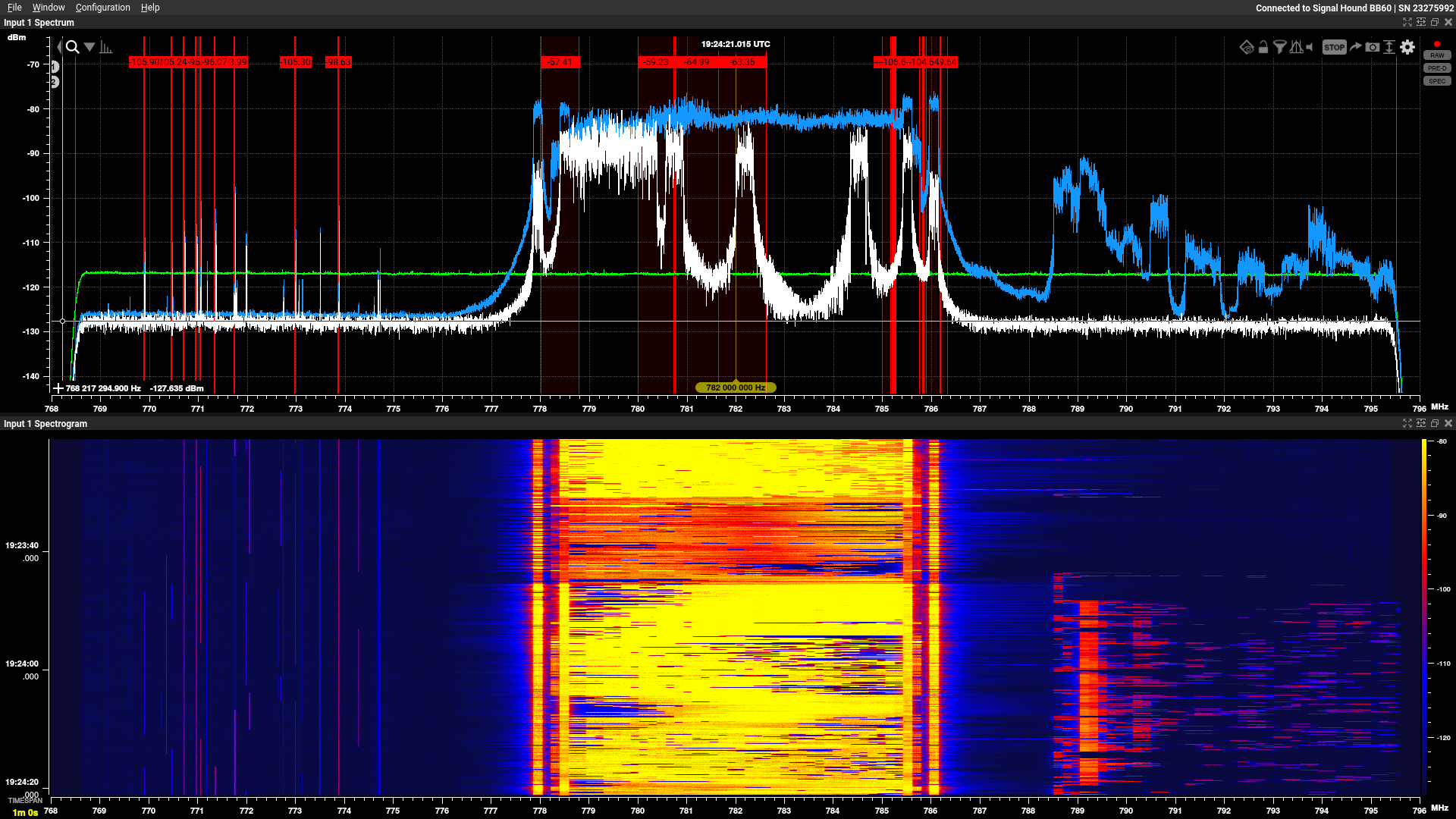 Spectrum Masking & New Energy Detection screen