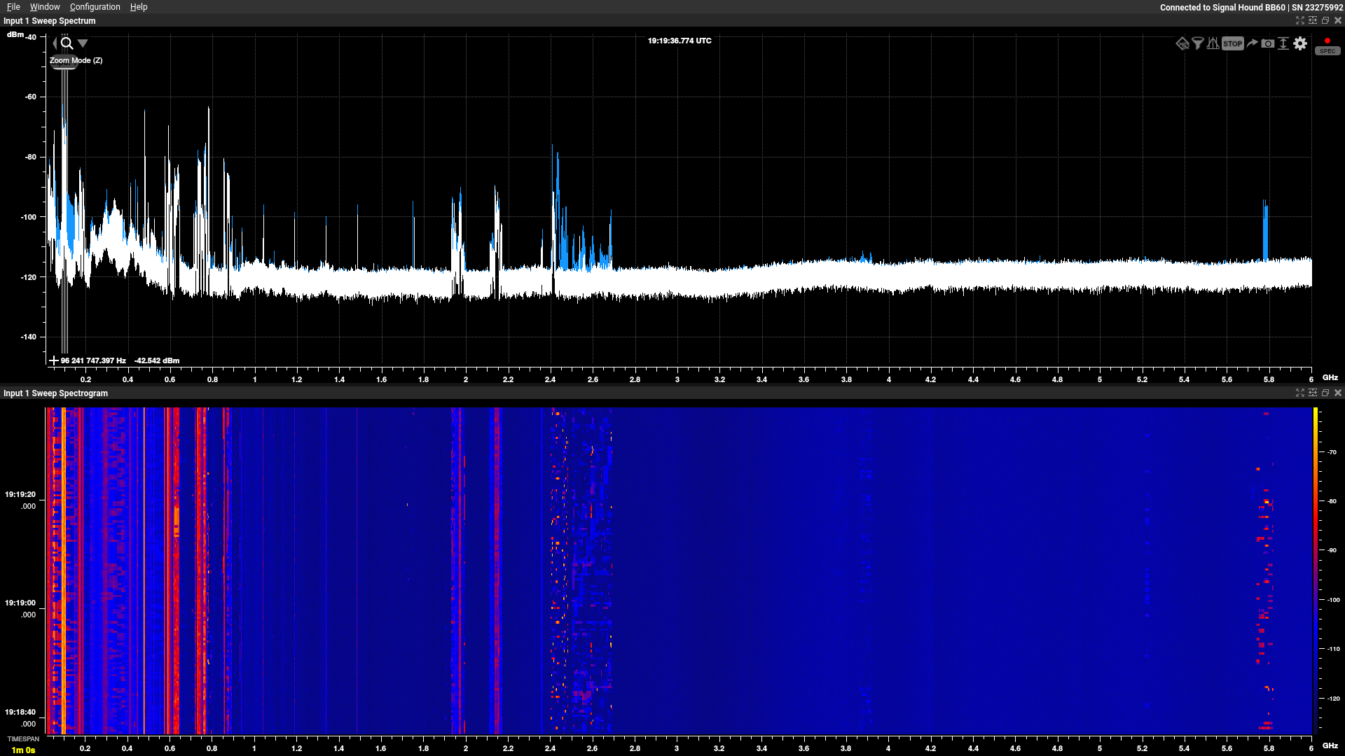 Wideband Survey screen